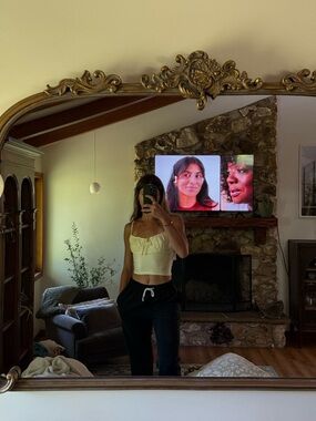 Aritzia Light Yellow Crop Top